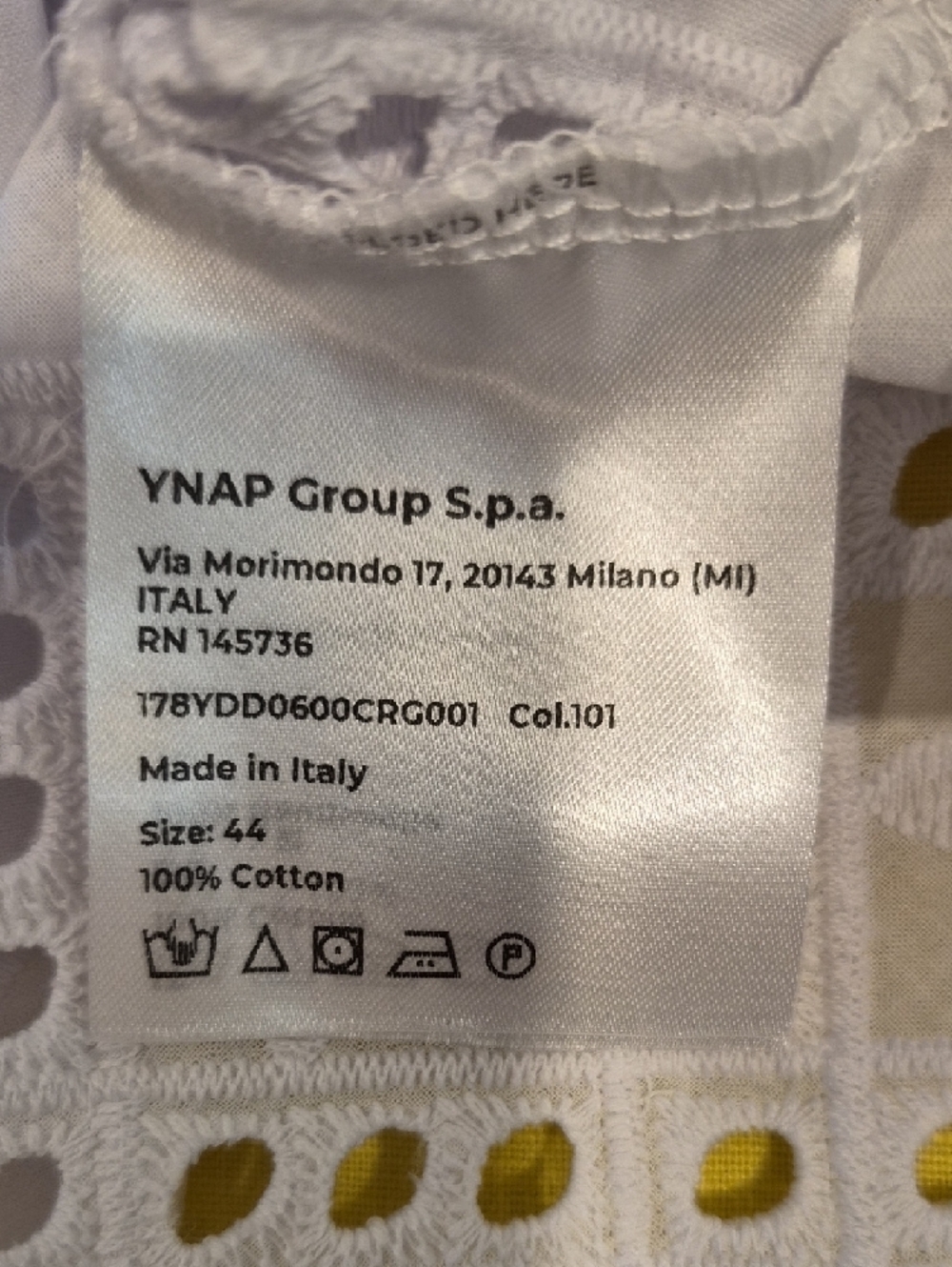 White Eyelet Button-Front Swim Coverup. Made In Italy - Picture 11 of 12